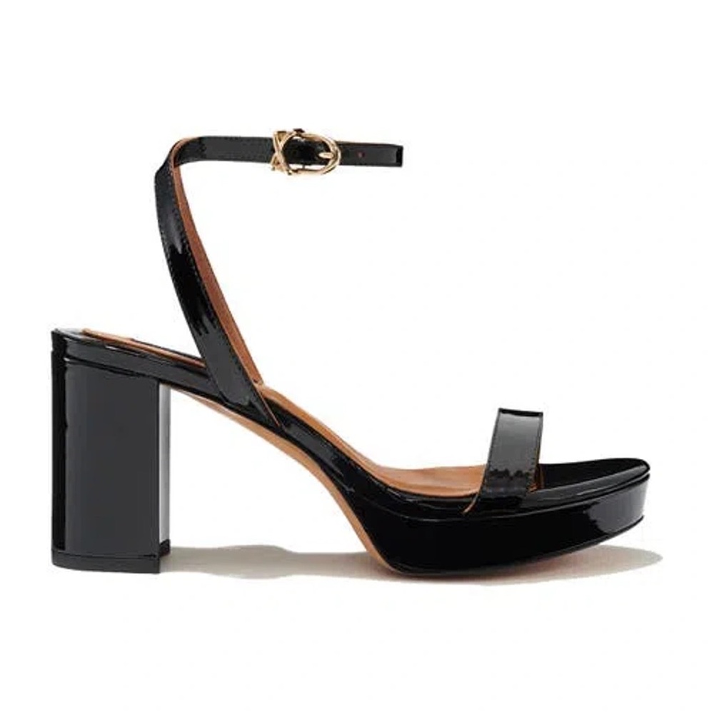 Margaux Stella Platform Heeled Sandals Black Patent Leather Size 37.5